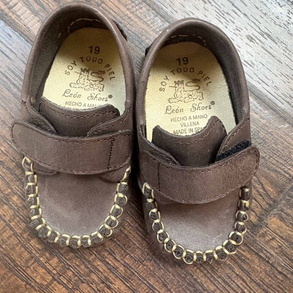 Infant Brown Leather Moccasin Loafer Style Shoe